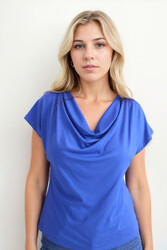 Degaje Yaka Dökümlü Bluz - 6