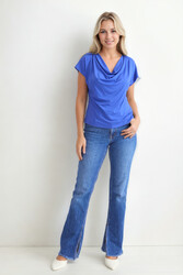 Degaje Yaka Dökümlü Bluz - 7