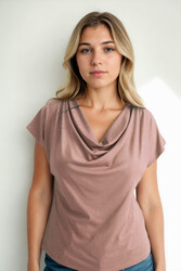 Degaje Yaka Dökümlü Bluz - 25