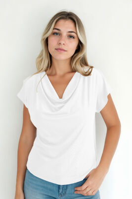 Degaje Yaka Dökümlü Bluz - 27