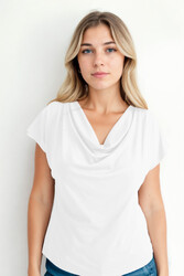 Degaje Yaka Dökümlü Bluz - 32