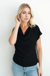 Degaje Yaka Dökümlü Bluz - 35