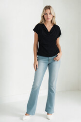 Degaje Yaka Dökümlü Bluz - 40