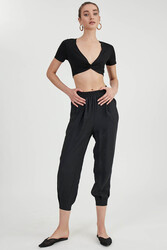 Dekolteli Büzgülü Crop Bluz - 5