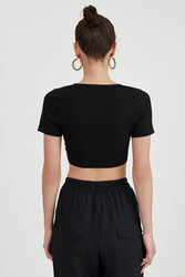 Dekolteli Büzgülü Crop Bluz - 6