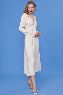 Derin V Dekolteli Uzun Saten Elbise - 18