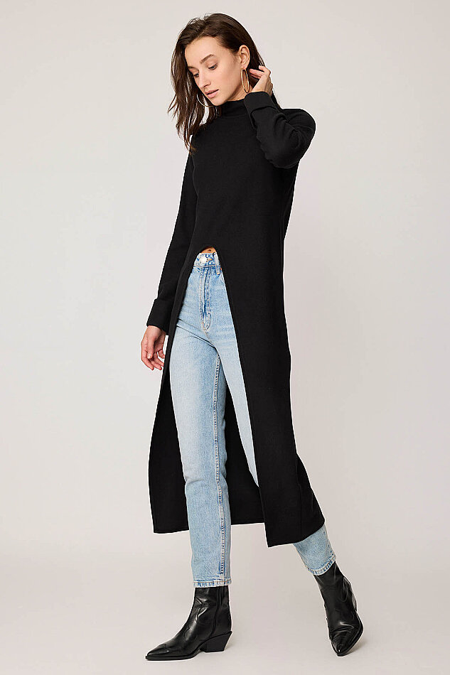 Derin Yırtmaçlı Örme Bluz - 24