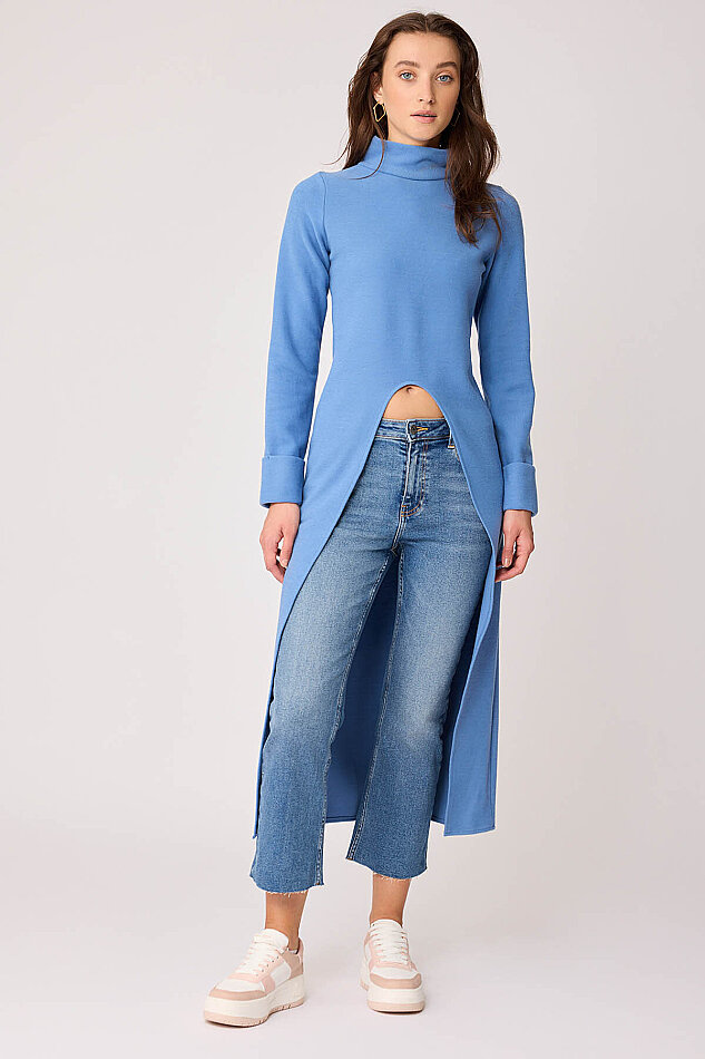 Derin Yırtmaçlı Örme Bluz - 33
