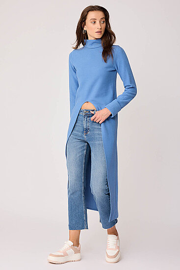 Derin Yırtmaçlı Örme Bluz - 34