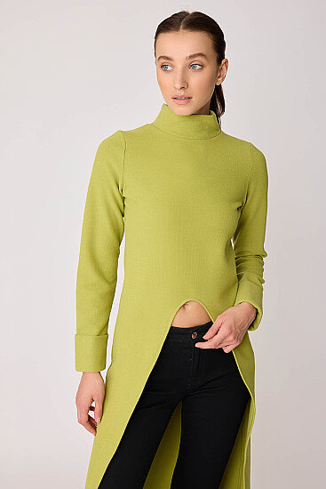 Derin Yırtmaçlı Örme Bluz - 40