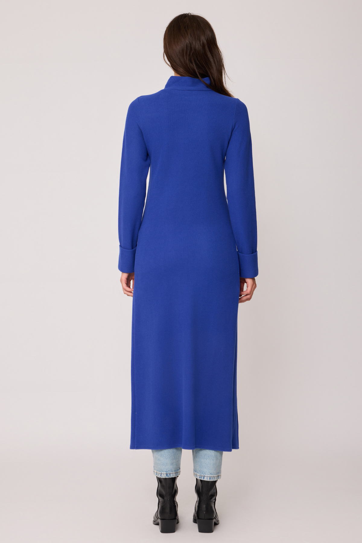 Derin Yırtmaçlı Örme Bluz - Thumbnail