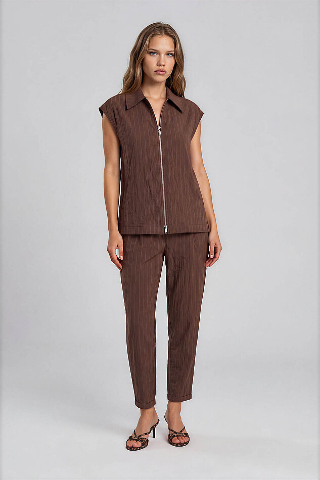 Desenli Beli Lastikli Pantolon - 5