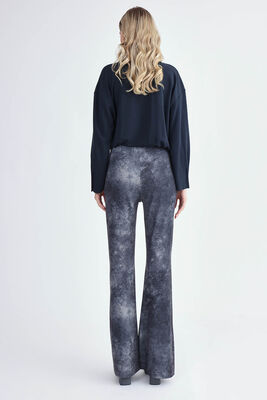 Desenli İspanyol Paça Streç Pantolon - Thumbnail (4)