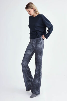 Desenli İspanyol Paça Streç Pantolon - Thumbnail (3)