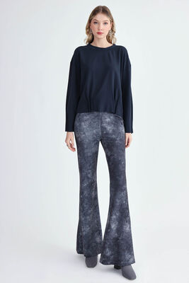 Desenli İspanyol Paça Streç Pantolon - Thumbnail (6)