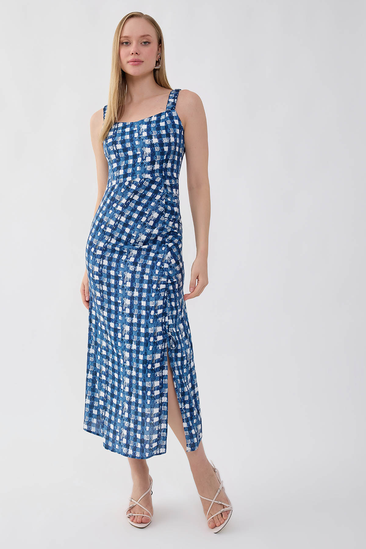 VİTRİN - Desenli Önü Büzgülü Elbise (1)