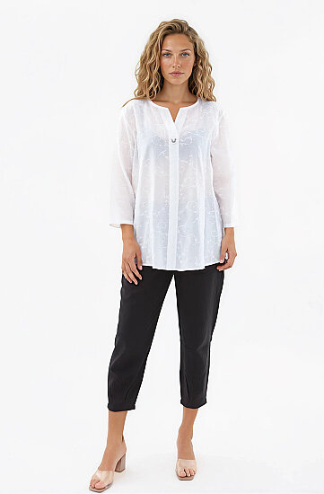 Desenli Önü Düğmeli Bluz (1)