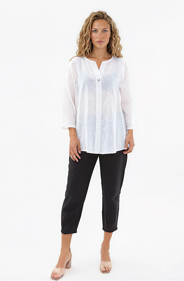 Desenli Önü Düğmeli Bluz - 2