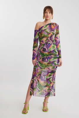 VİTRİN - Desenli Tül Midi Etek