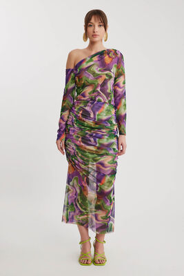 Desenli Tül Midi Etek - Thumbnail (3)