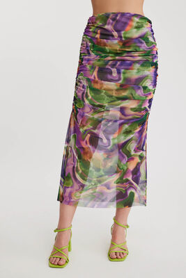 VİTRİN - Desenli Tül Midi Etek (1)