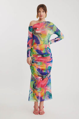 Desenli Tül Midi Etek - Thumbnail (7)