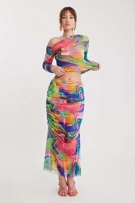 Desenli Tül Midi Etek - Thumbnail (8)