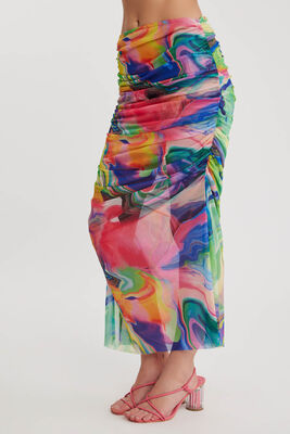 Desenli Tül Midi Etek - Thumbnail (6)