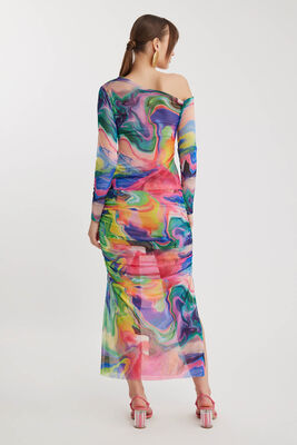 Desenli Tül Midi Etek - Thumbnail (9)