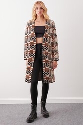 Desenli Uzun Triko Hırka - Thumbnail