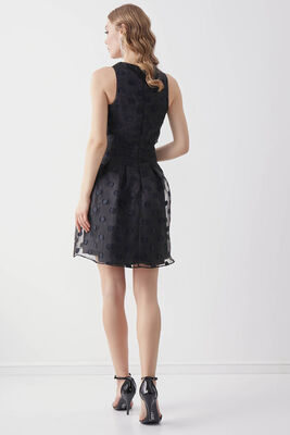 Desenli V Yaka Elbise - 14