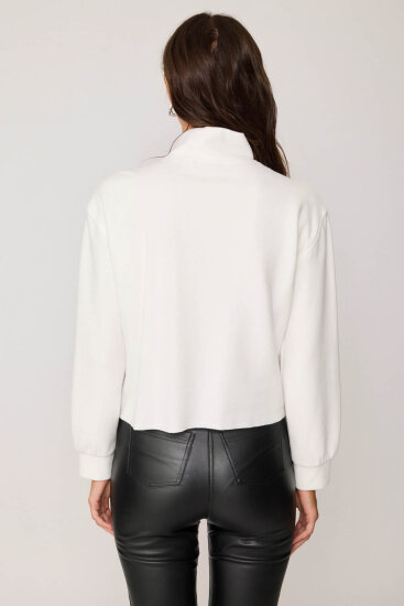 Dik Yaka Fermuarlı Örme Sweatshirt - 5