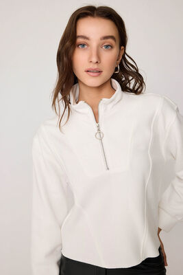 VİTRİN - Dik Yaka Fermuarlı Örme Sweatshirt (1)