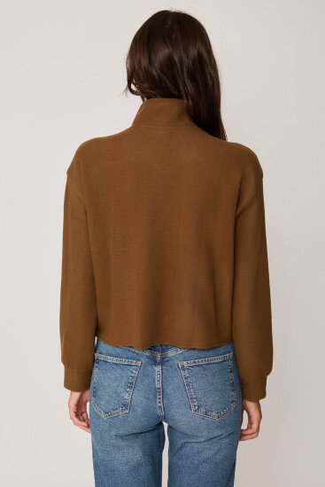 Dik Yaka Fermuarlı Örme Sweatshirt - 10