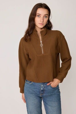 Dik Yaka Fermuarlı Örme Sweatshirt - Thumbnail (7)