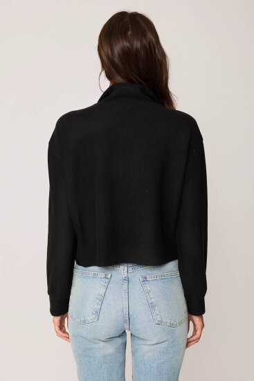 Dik Yaka Fermuarlı Örme Sweatshirt - 15