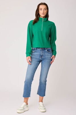 Dik Yaka Fermuarlı Örme Sweatshirt - Thumbnail (15)