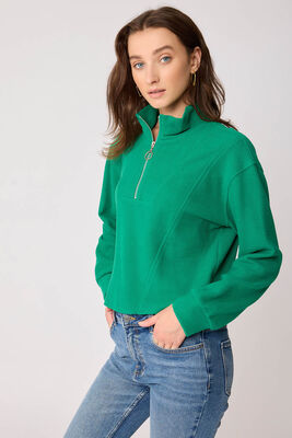 Dik Yaka Fermuarlı Örme Sweatshirt - Thumbnail (16)