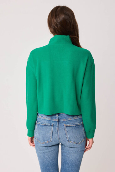 Dik Yaka Fermuarlı Örme Sweatshirt - 20