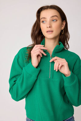 Dik Yaka Fermuarlı Örme Sweatshirt - Thumbnail (18)