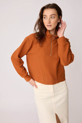 Dik Yaka Fermuarlı Örme Sweatshirt - Thumbnail (23)