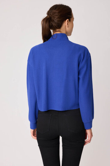 Dik Yaka Fermuarlı Örme Sweatshirt - 30