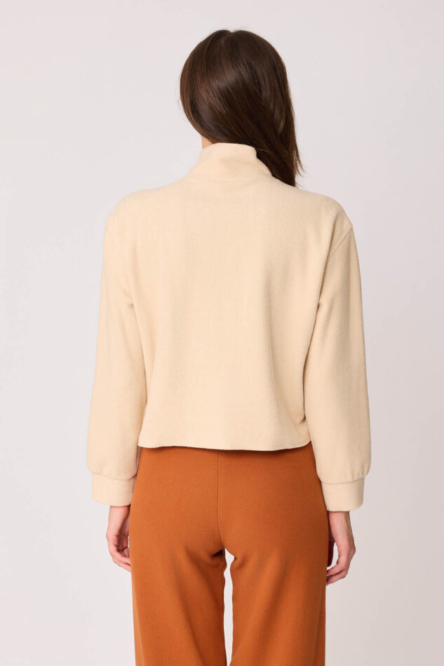 Dik Yaka Fermuarlı Örme Sweatshirt - 35