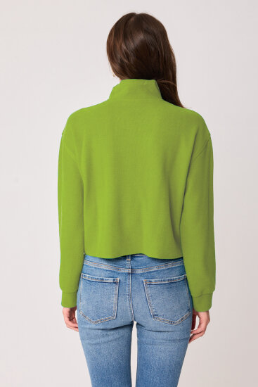 Dik Yaka Fermuarlı Örme Sweatshirt - 45