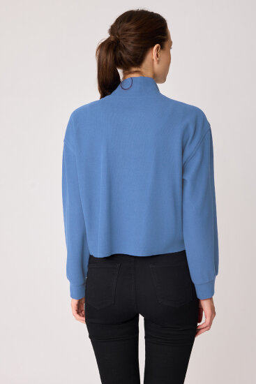 Dik Yaka Fermuarlı Örme Sweatshirt - 53