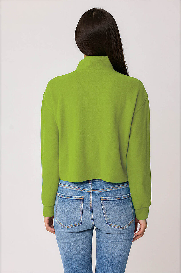 Dik Yaka Fermuarlı Örme Sweatshirt - 42