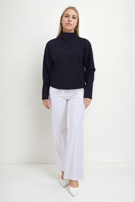 Dik Yaka Modal Kumaş Uzun Kol Bluz - 2