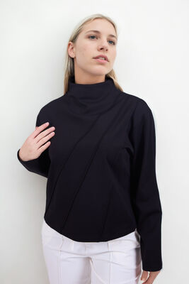 Dik Yaka Modal Kumaş Uzun Kol Bluz - 3