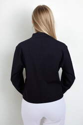 Dik Yaka Modal Kumaş Uzun Kol Bluz - 5