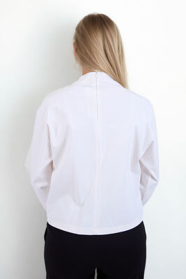 Dik Yaka Modal Kumaş Uzun Kol Bluz - 11